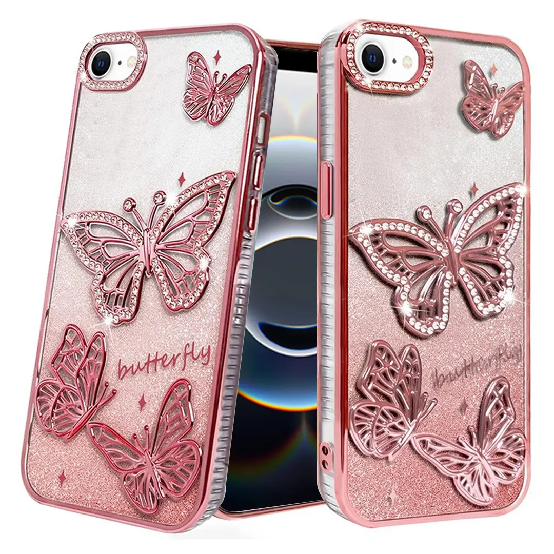 iPhone 16E Butterfly Freedom TPU Case Rose Gold